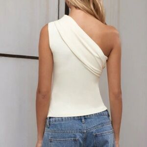 Elegant yellow One-Shoulder Women's Top NWOT